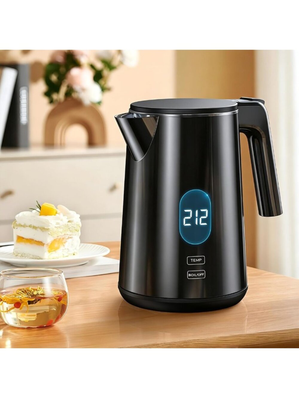 Stainless Steel Electric Kettle 1.0L, 1200W, 7 Temp Settings, Fast Boil & Keep